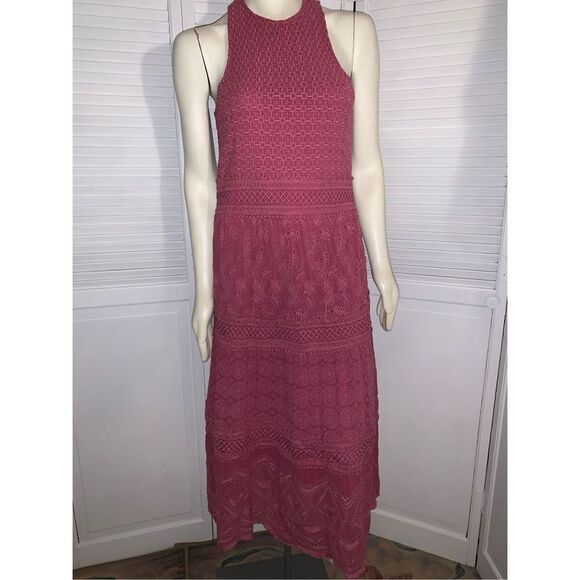NWT Sundance Embroidered Eyelet Lace Tiered Prairie Peasant Maxi Dress Small - Picture 3 of 16